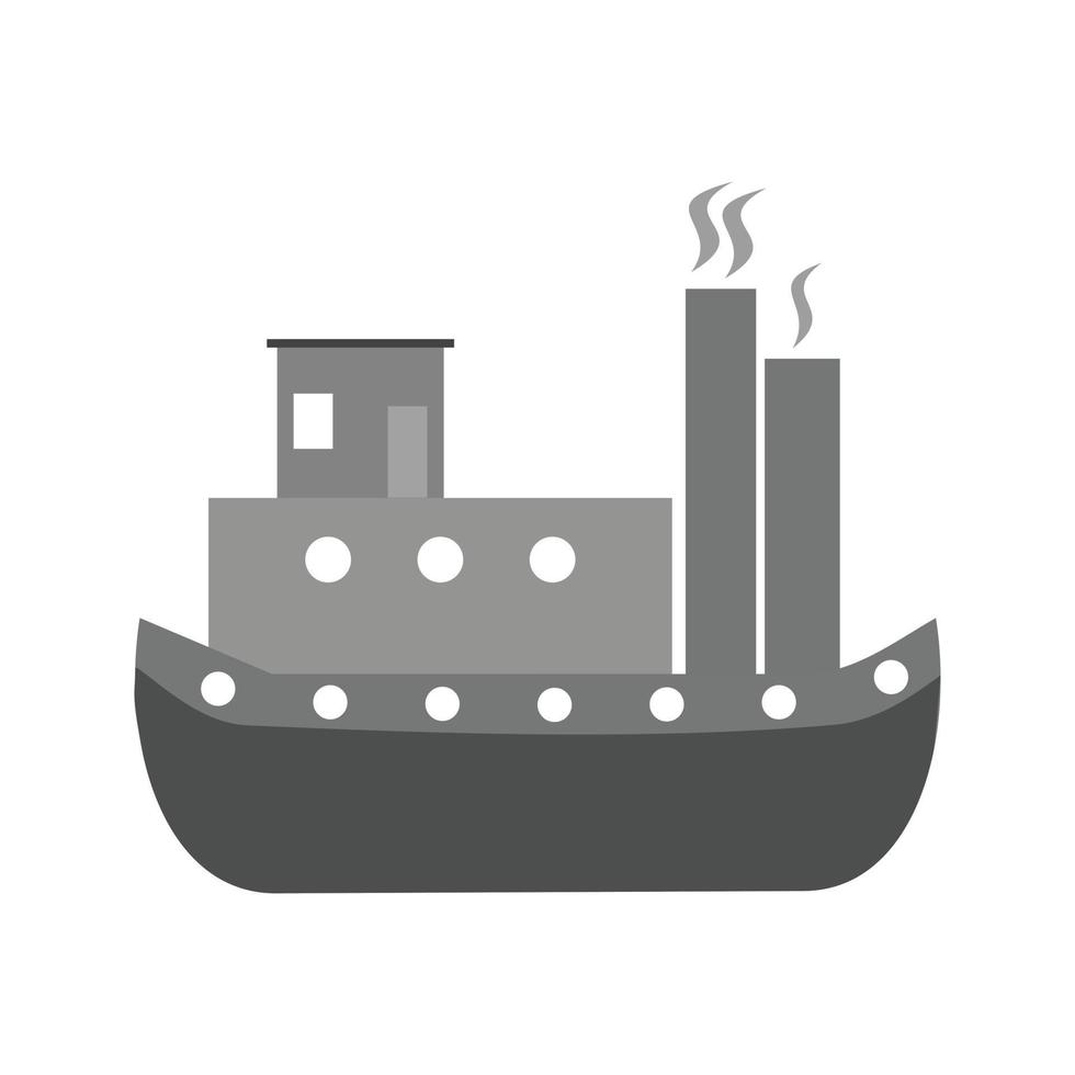 Icono plano de escala de grises de barco de vapor vector