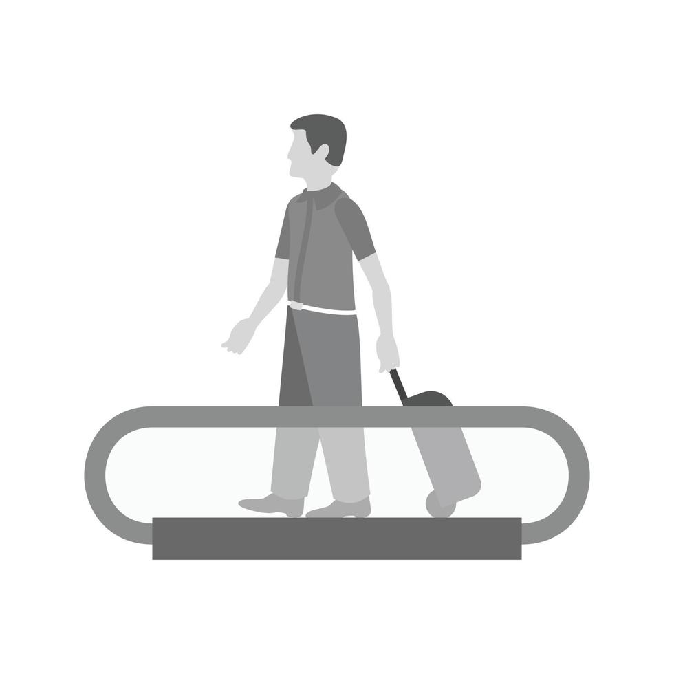 Horizontal Escalator Flat Greyscale Icon vector