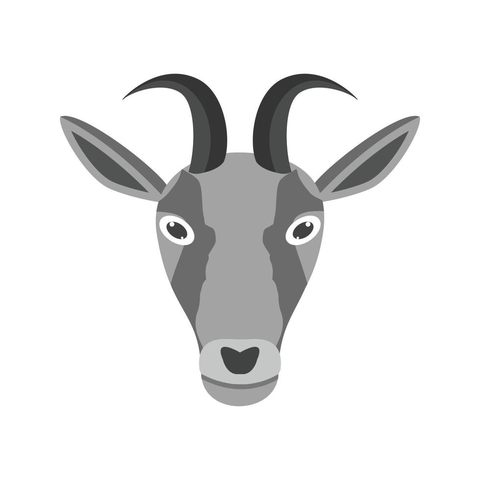 Goat Face Flat Greyscale Icon vector