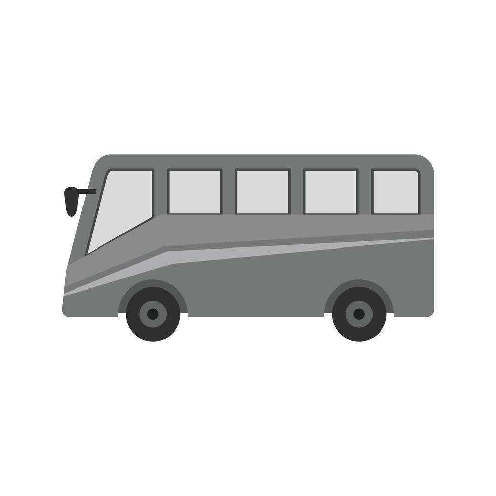 icono de bus plano en escala de grises vector