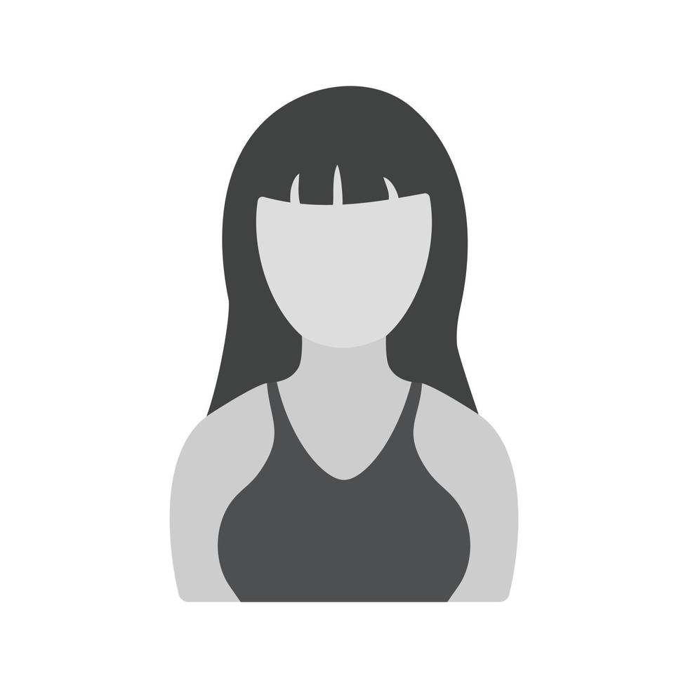 Girl with Bangs Flat Greyscale Icon vector