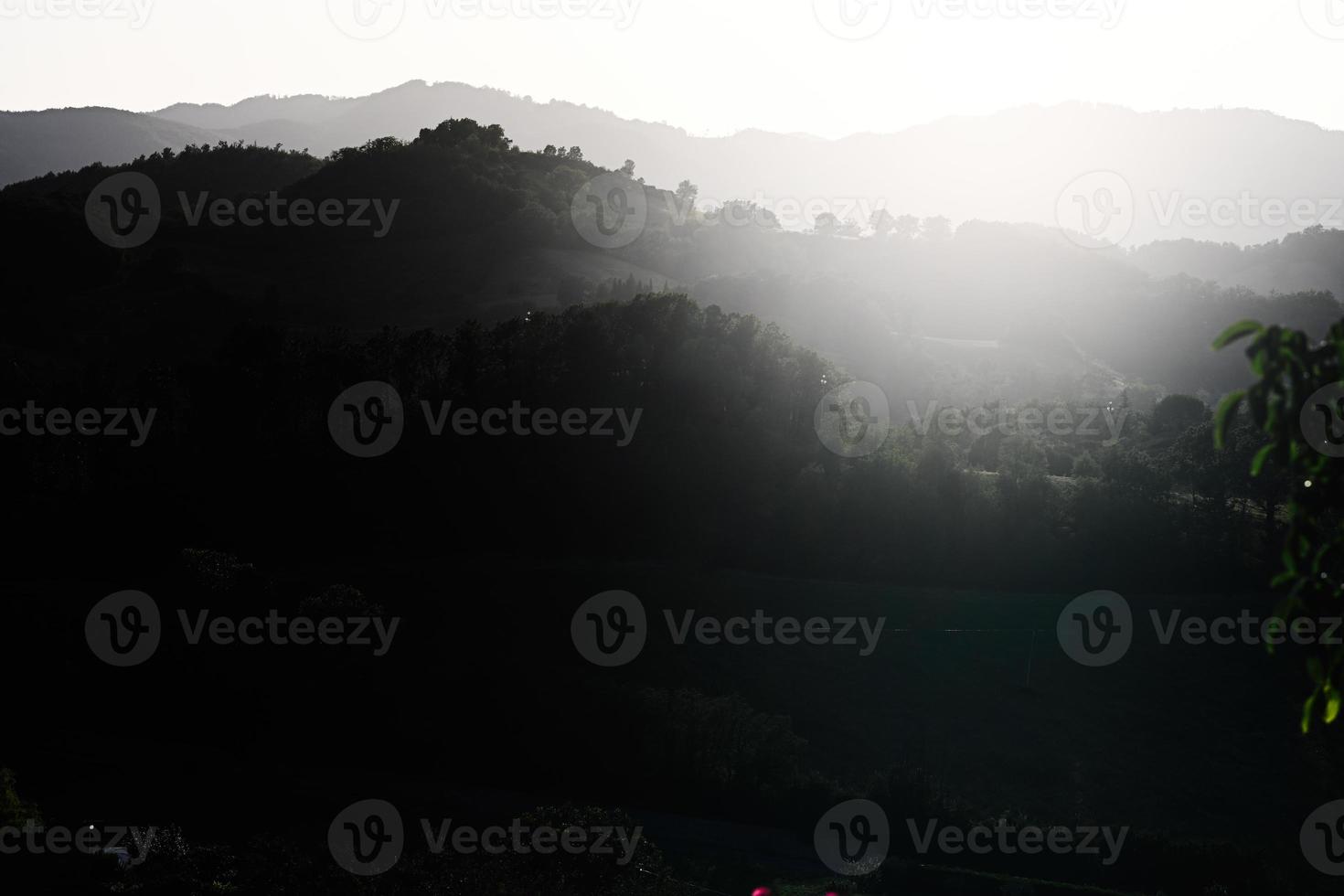 View of sunset of mountain at Nocera Umbra,  town and comune in the province of Perugia, Italy. photo