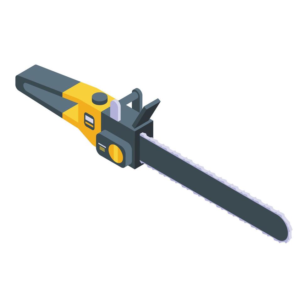 Long electric chainsaw icon, isometric style vector