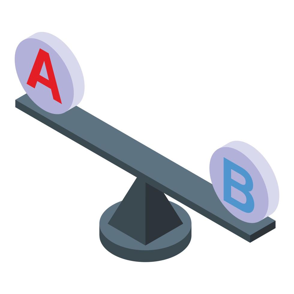 Scales comparison icon, isometric style vector