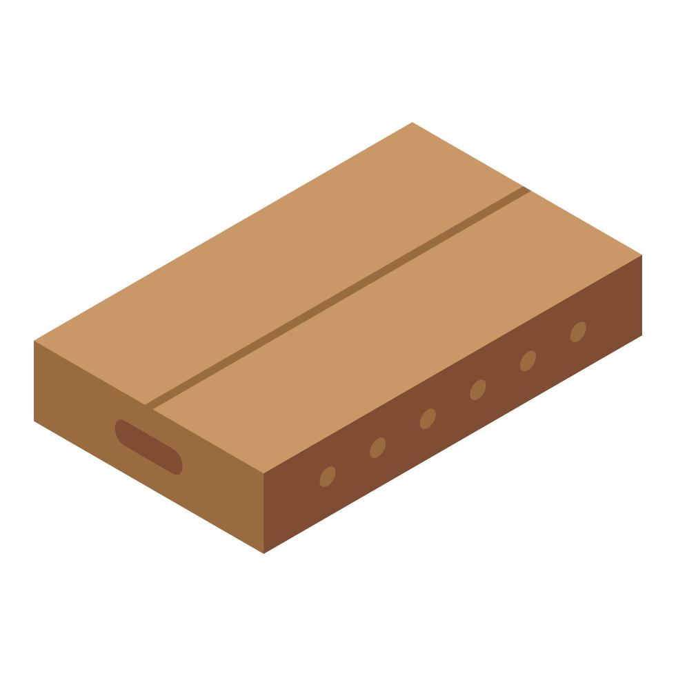 Parcel carton box icon, isometric style vector