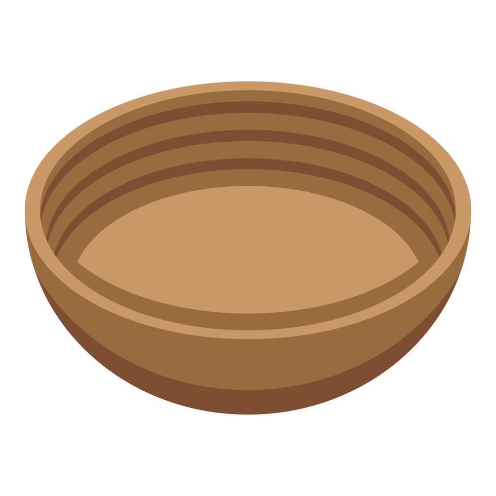 Wood bowl icon, isometric style vector