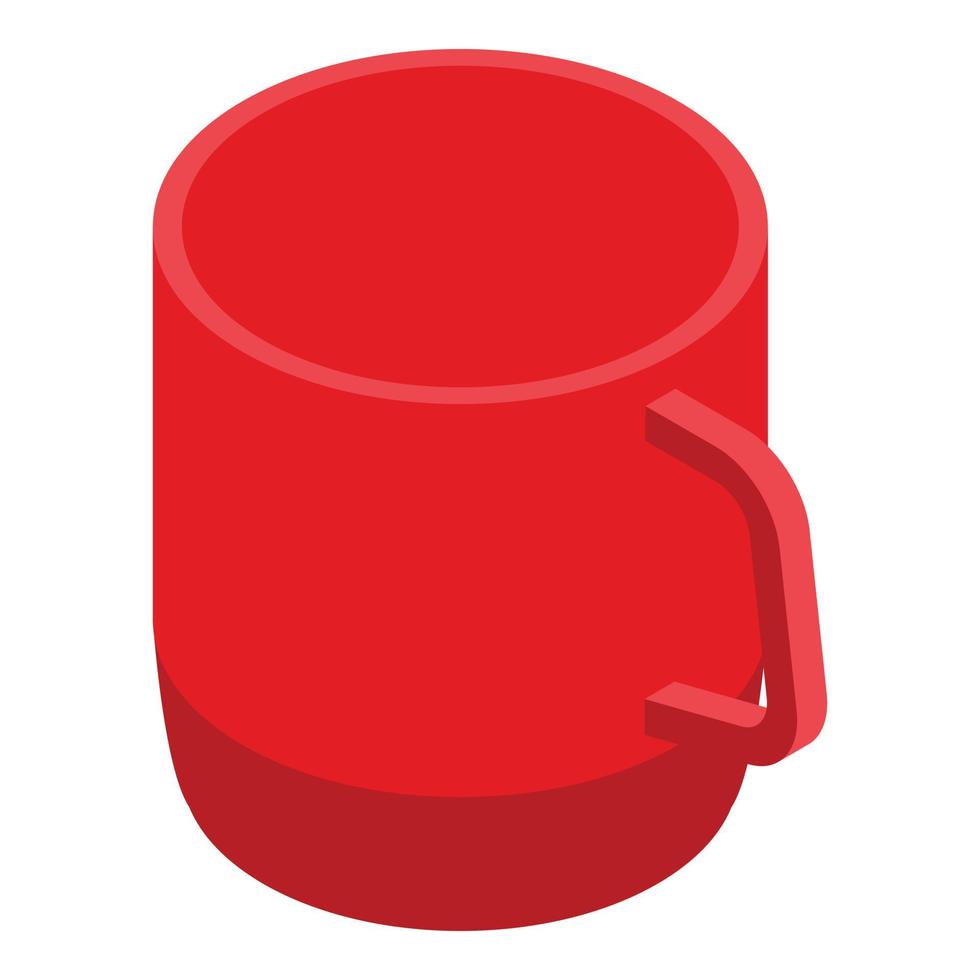 Red plastic mug icon, isometric style vector