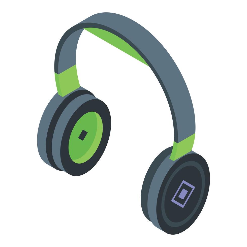 icono de auriculares de computadora, estilo isométrico vector