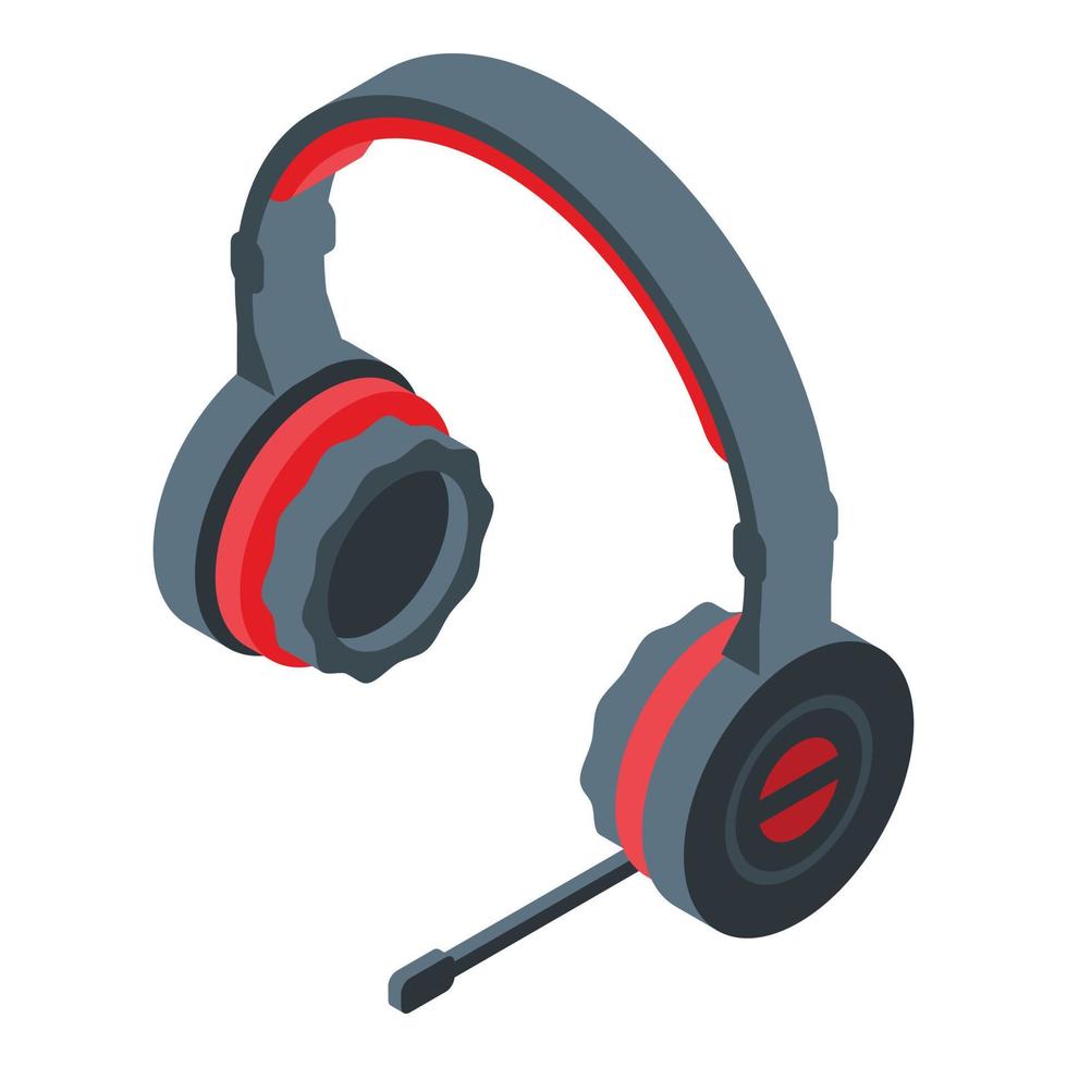 Gaming headset icon, isometric style vector