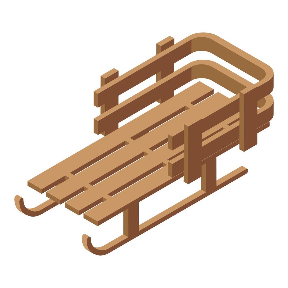 Wooden sleigh icon, isometric style vector
