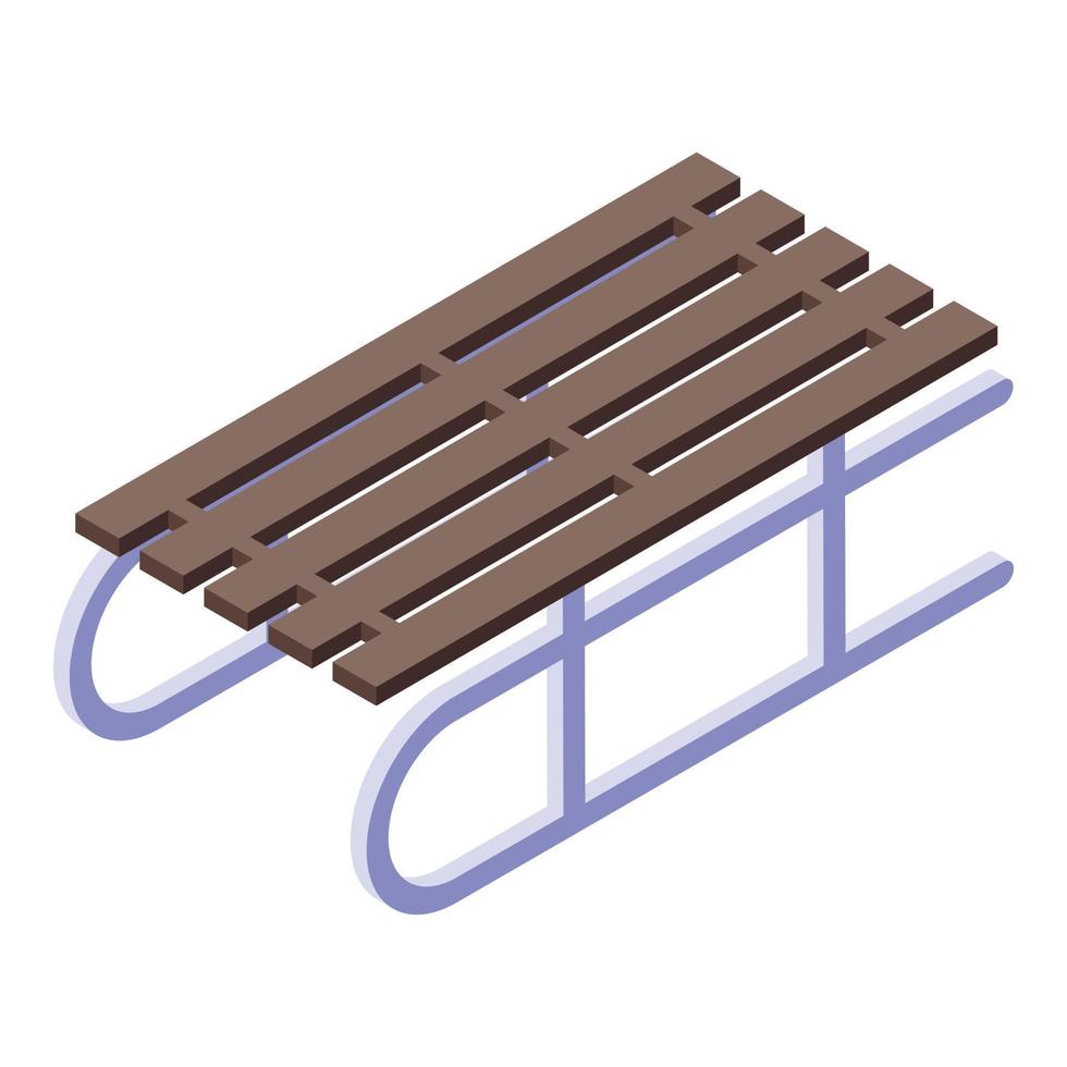 Wood steel sleigh icon, isometric style vector