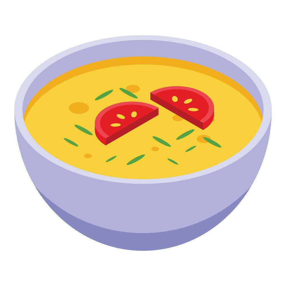 Soup with rosemary icon, isometric style vector