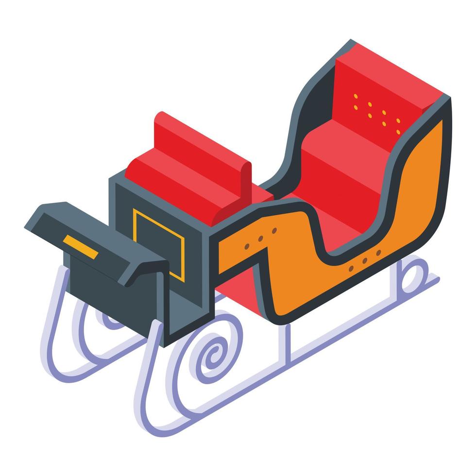 Santa sleigh icon, isometric style vector