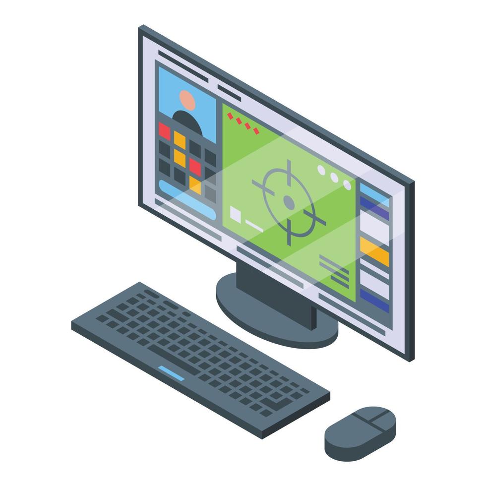 Stream desktop pc icon, isometric style vector