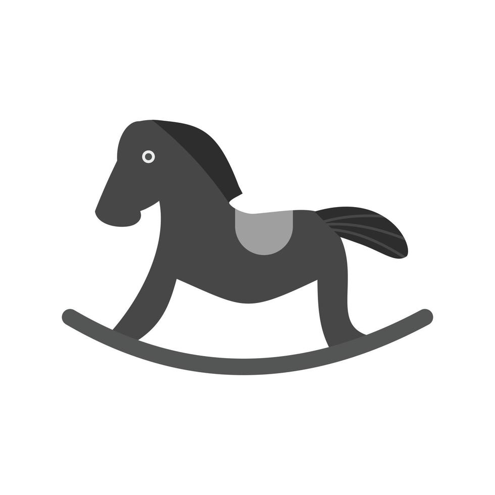 caballo, plano, escala de grises, icono vector