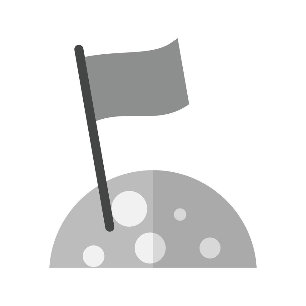 bandera en la luna icono plano en escala de grises vector