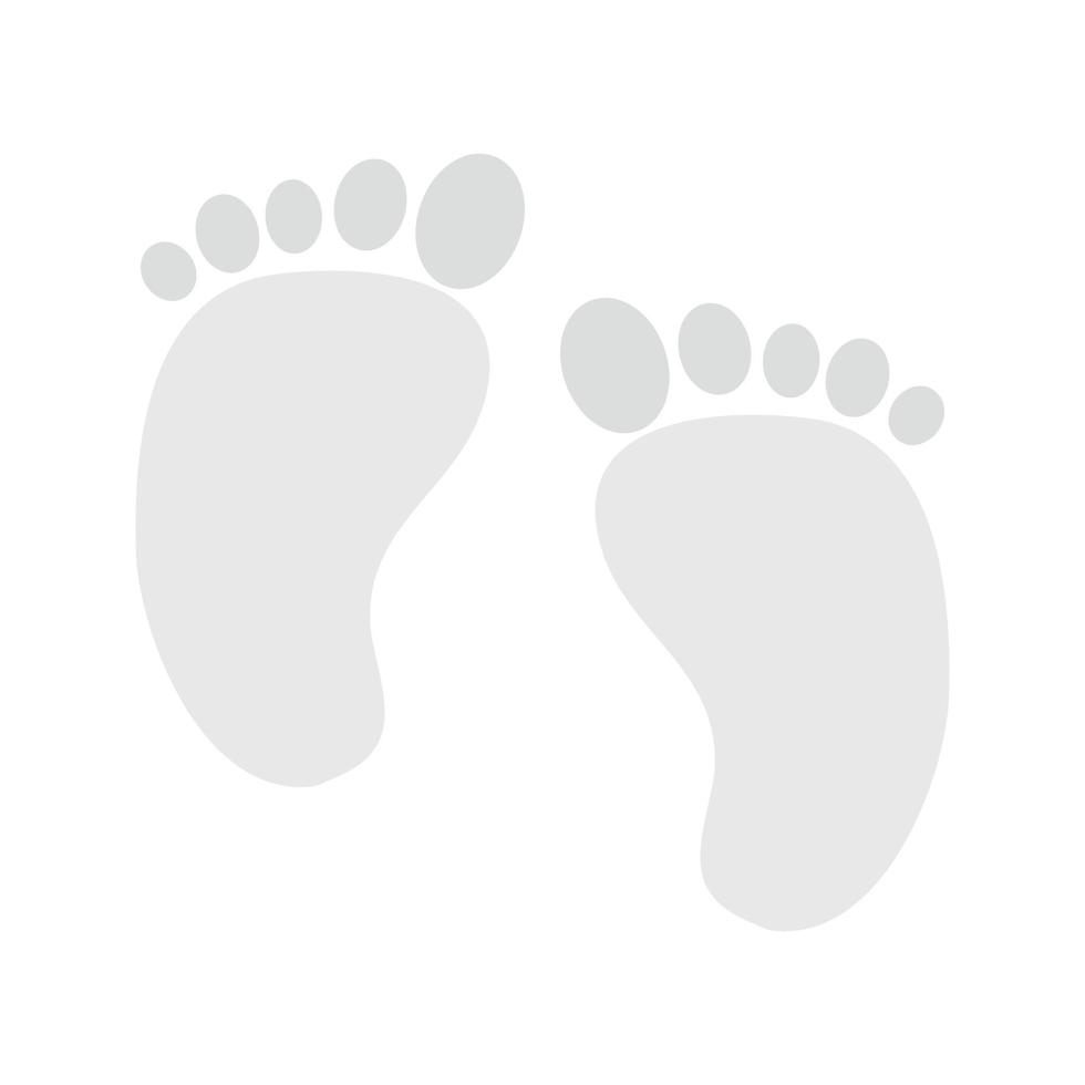 icono de escala de grises plana de pies de bebé vector