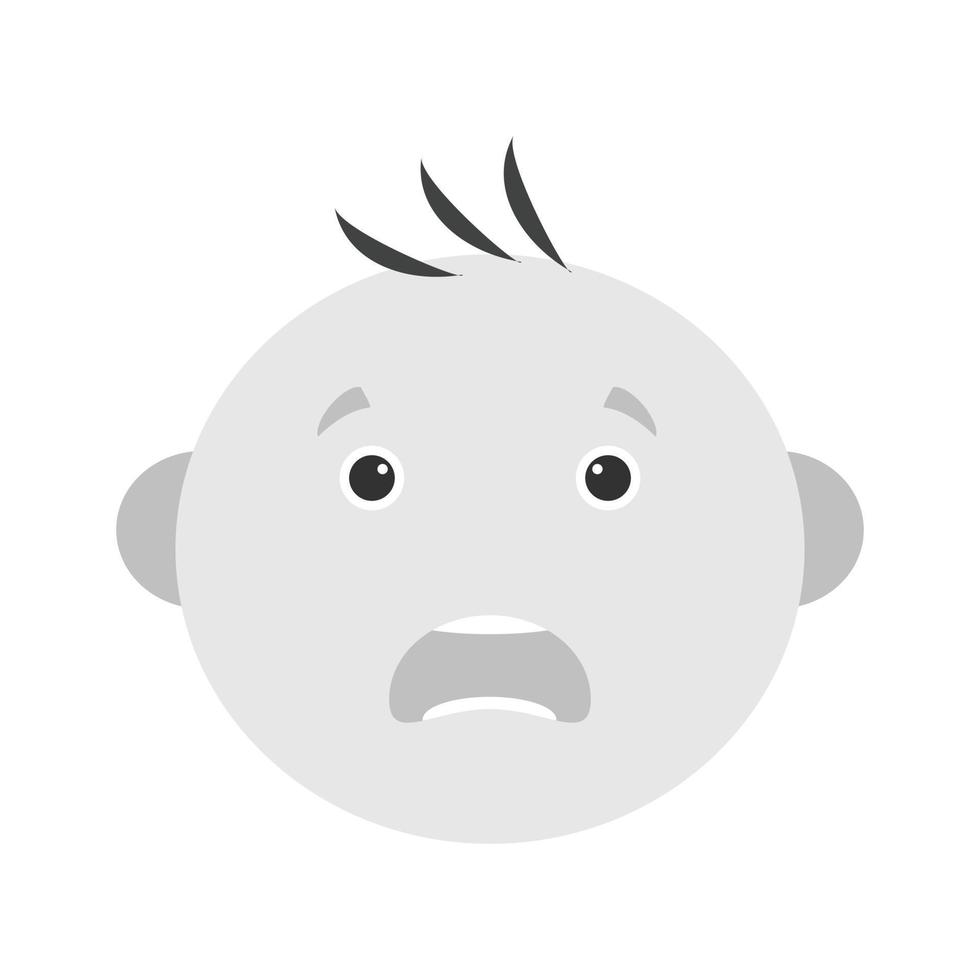 Crying Baby Flat Greyscale Icon vector