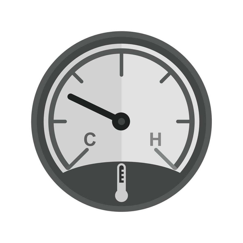 Car Temperature Flat Greyscale Icon vector