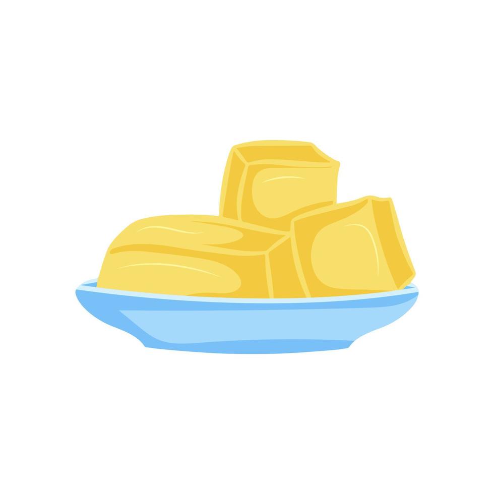 Butter pieces on plate vector illustration