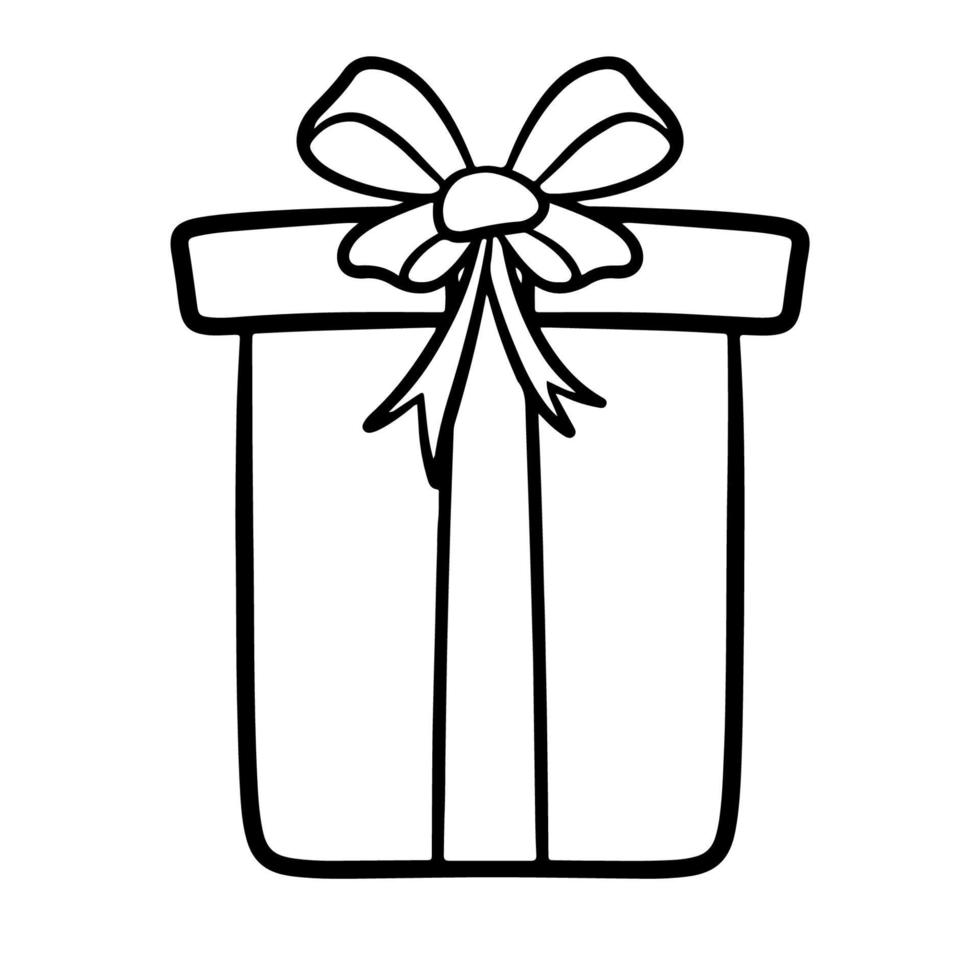 Outline gift box with bow 15653517 Vector Art at Vecteezy