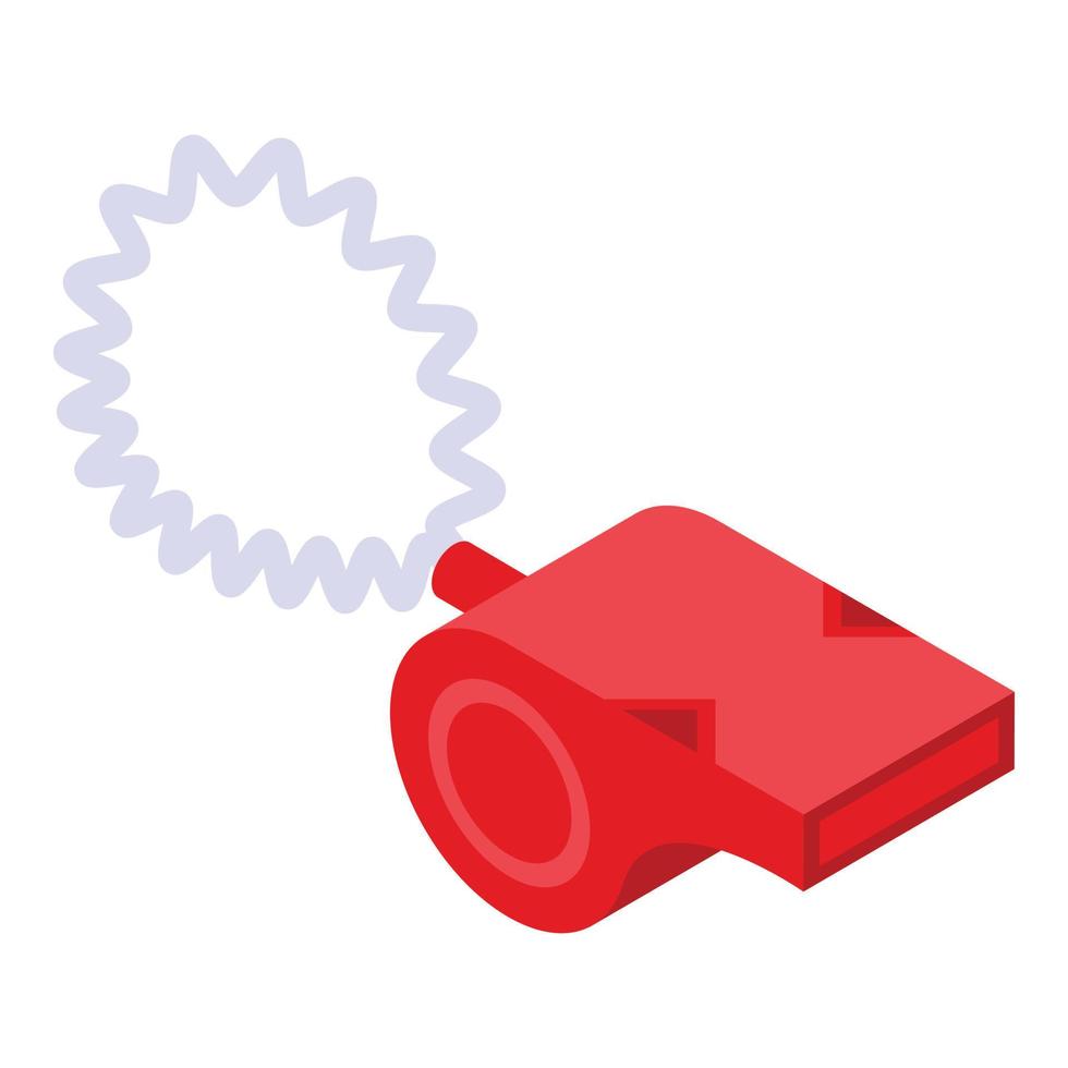 Rescuer red whistle icon, isometric style vector