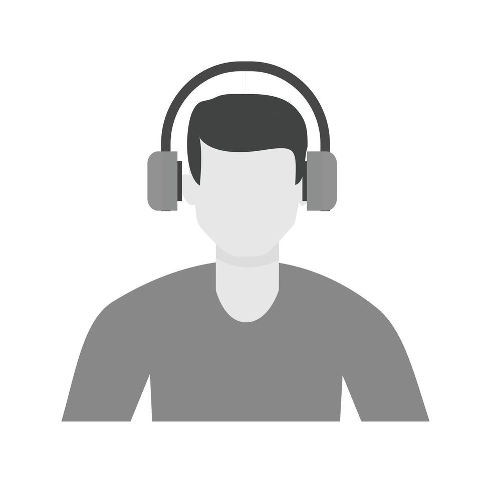 Listening to Music Flat Greyscale Icon vector