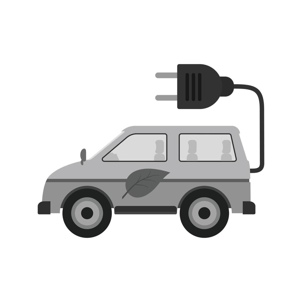 Eco friendly Car Flat Greyscale Icon vector