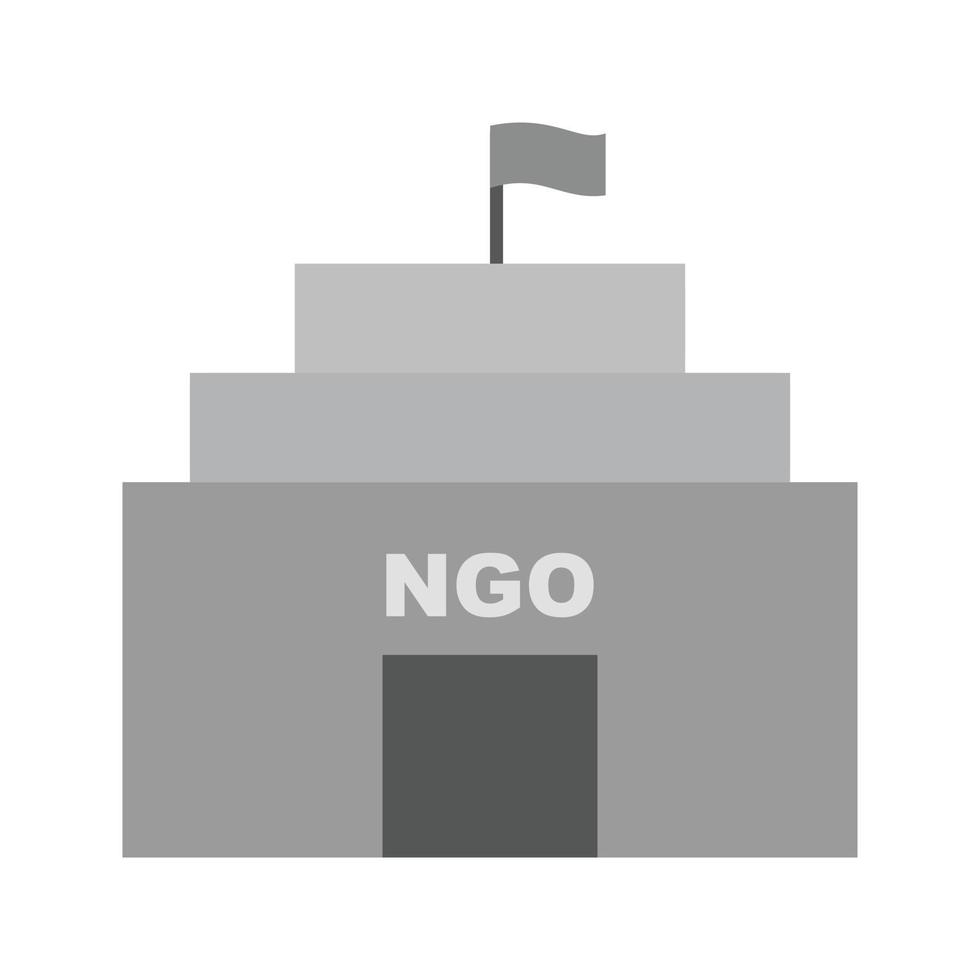 NGO Building Flat Greyscale Icon vector