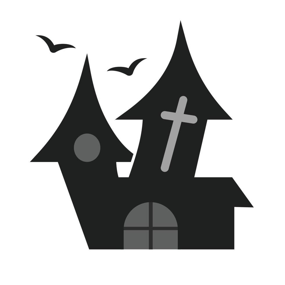 Haunted House Flat Greyscale Icon vector