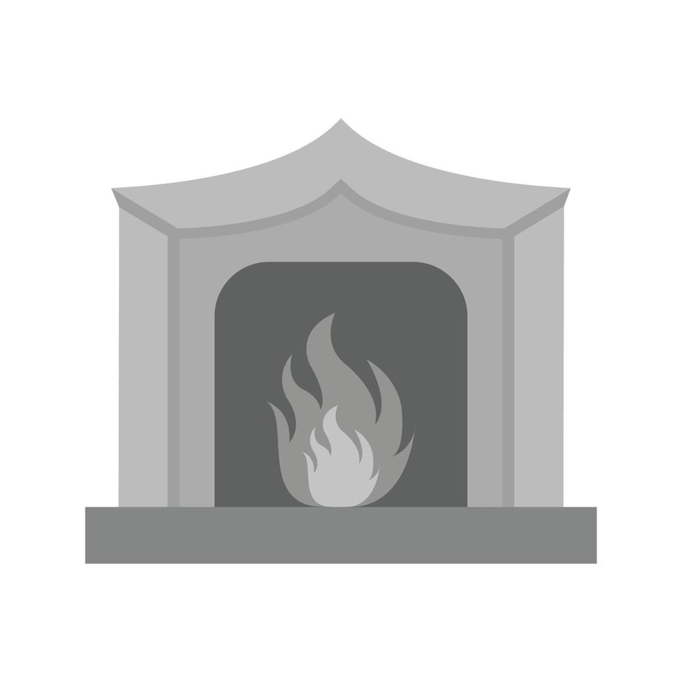 Fireplace Flat Greyscale Icon vector