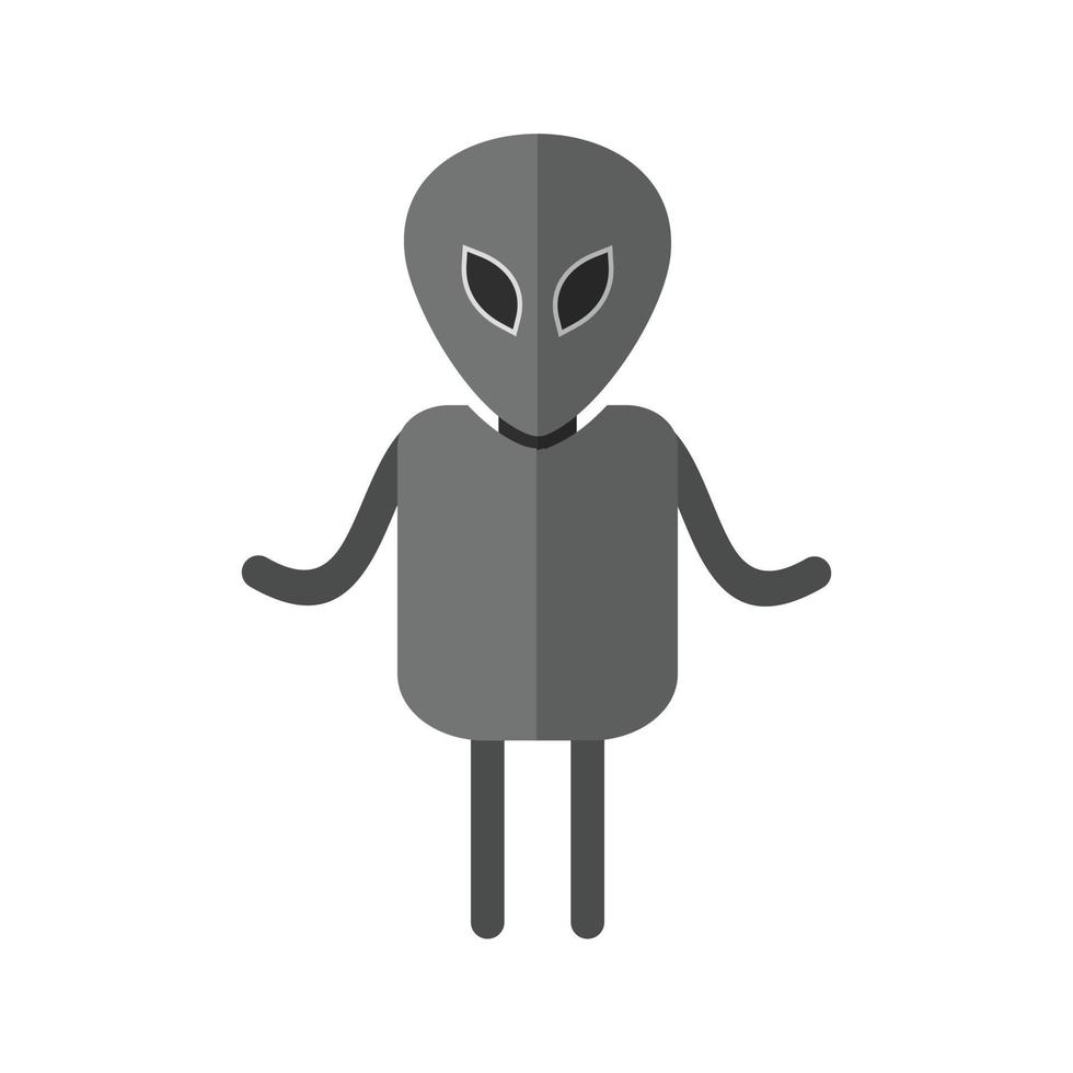 alien ii icono plano en escala de grises vector