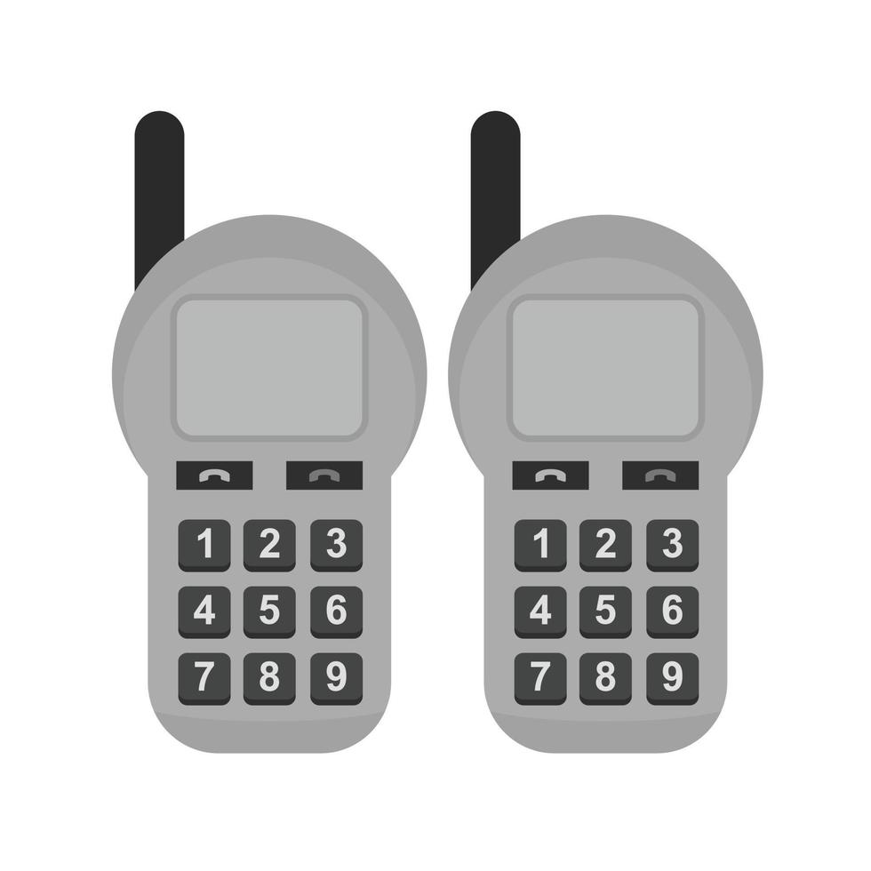 walkie talkie icono plano en escala de grises vector