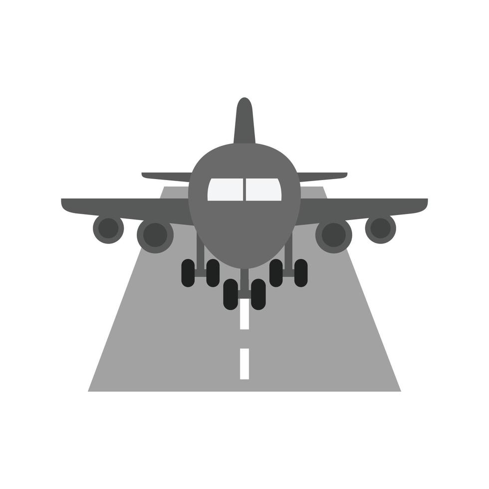 Plane on Runway Flat Greyscale Icon vector