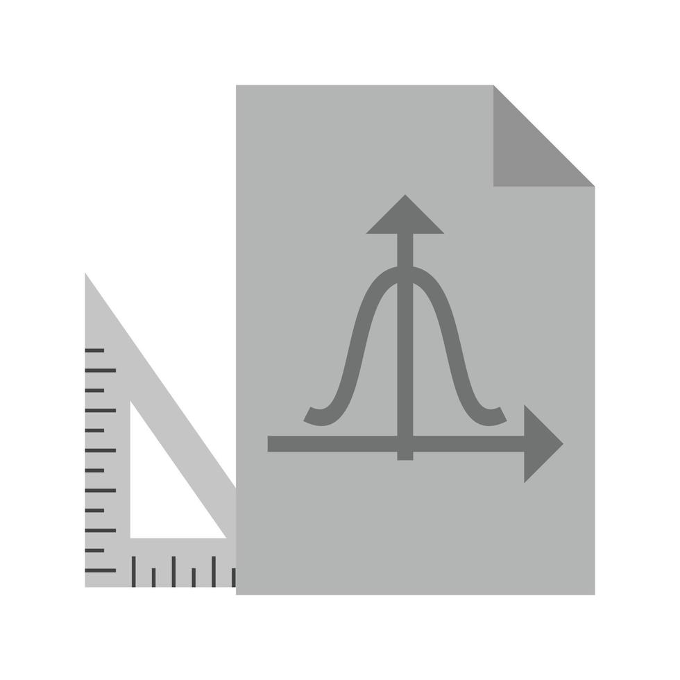 Set Square and Graph Flat Greyscale Icon vector