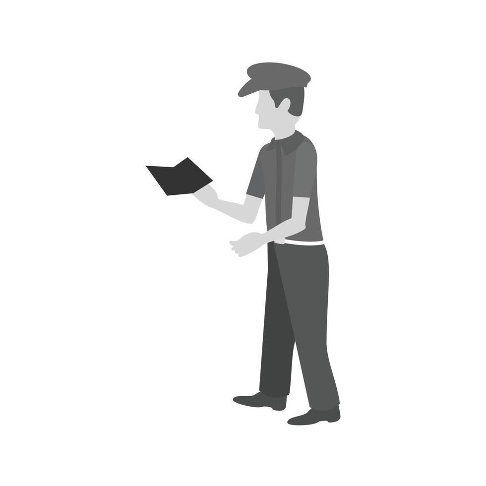 Guard Checking Passport Flat Greyscale Icon vector