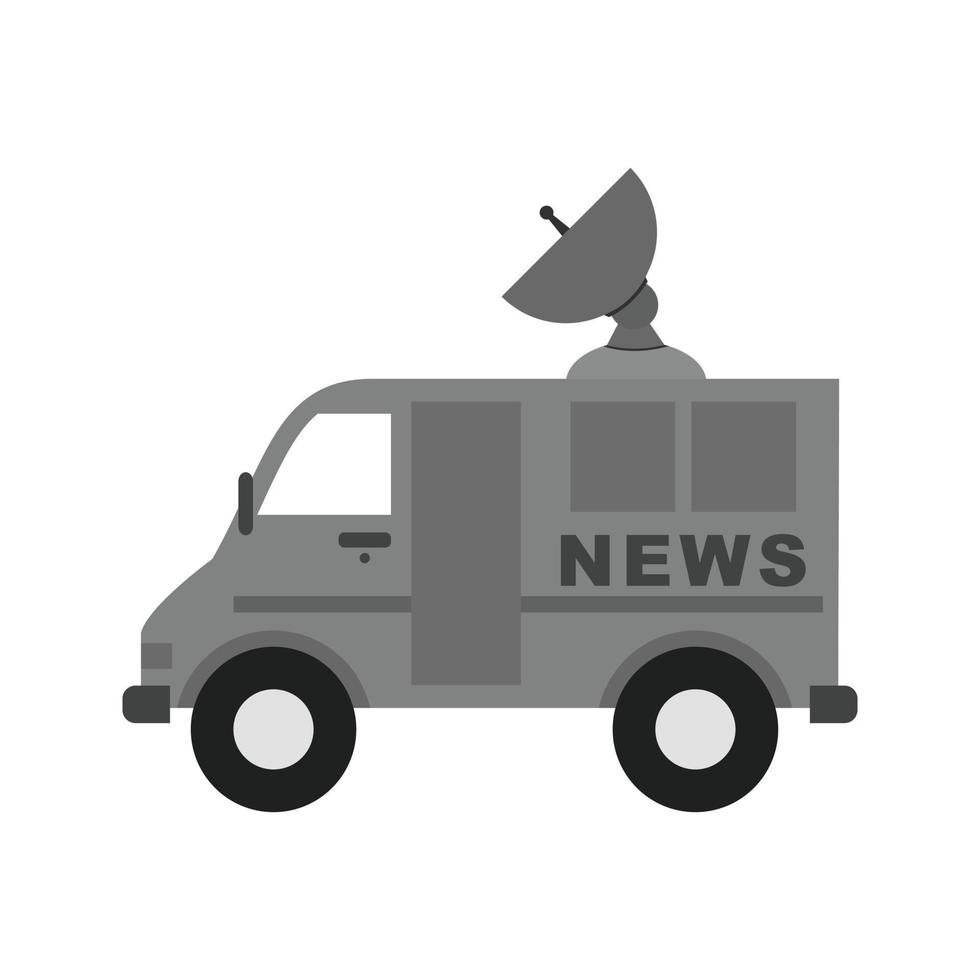 News Van II Flat Greyscale Icon vector