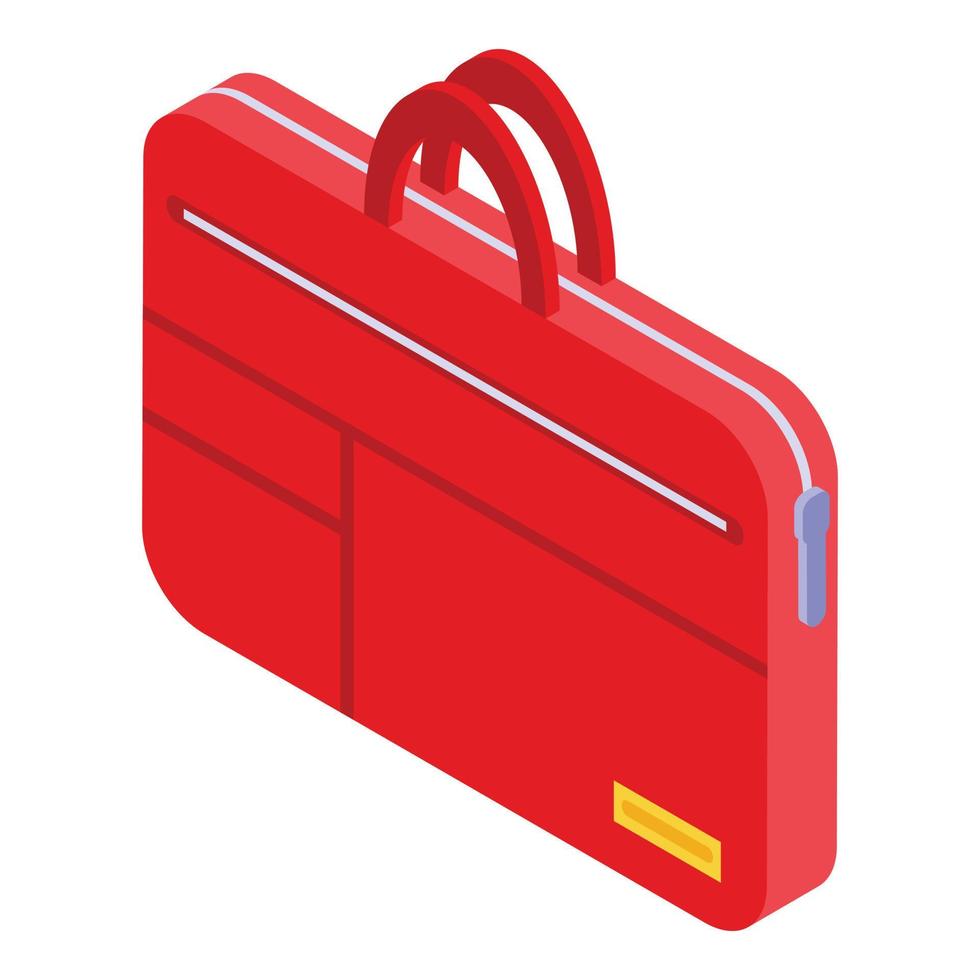 Laptop red case icon, isometric style vector