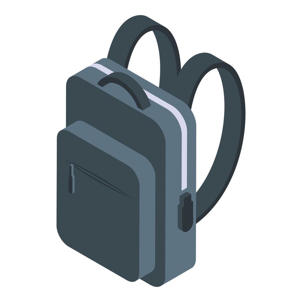 Laptop school backpack icon, isometric style vector