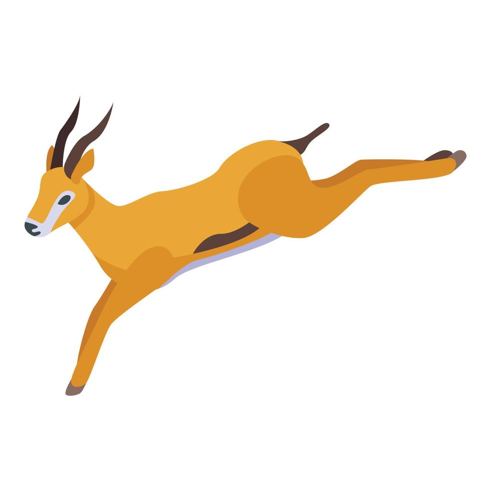 Jumping gazelle icon, isometric style vector