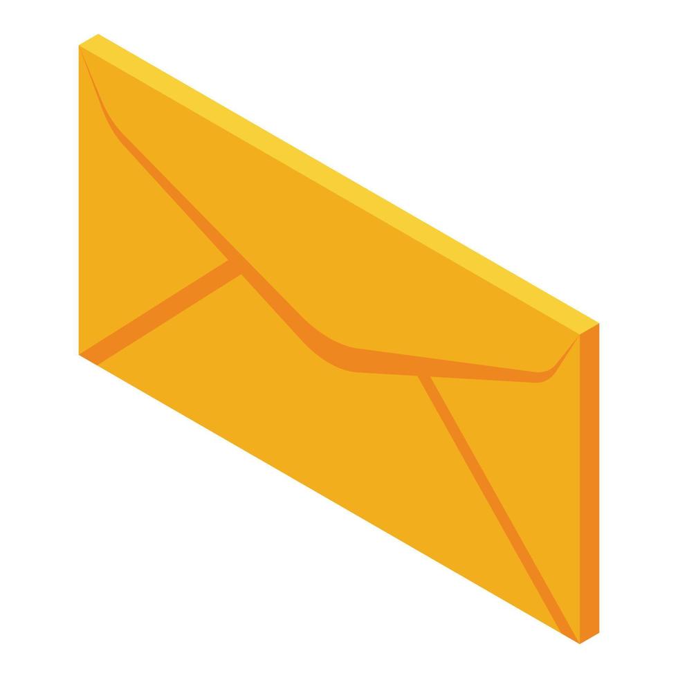 Yellow envelope icon, isometric style vector