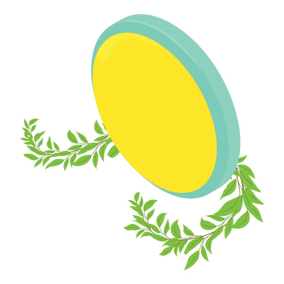 Yellow shield icon, isometric style vector