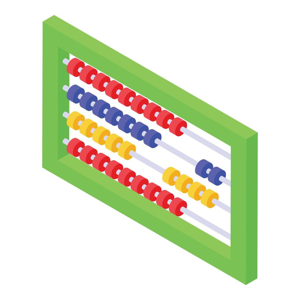 Arithmetic abacus icon, isometric style vector