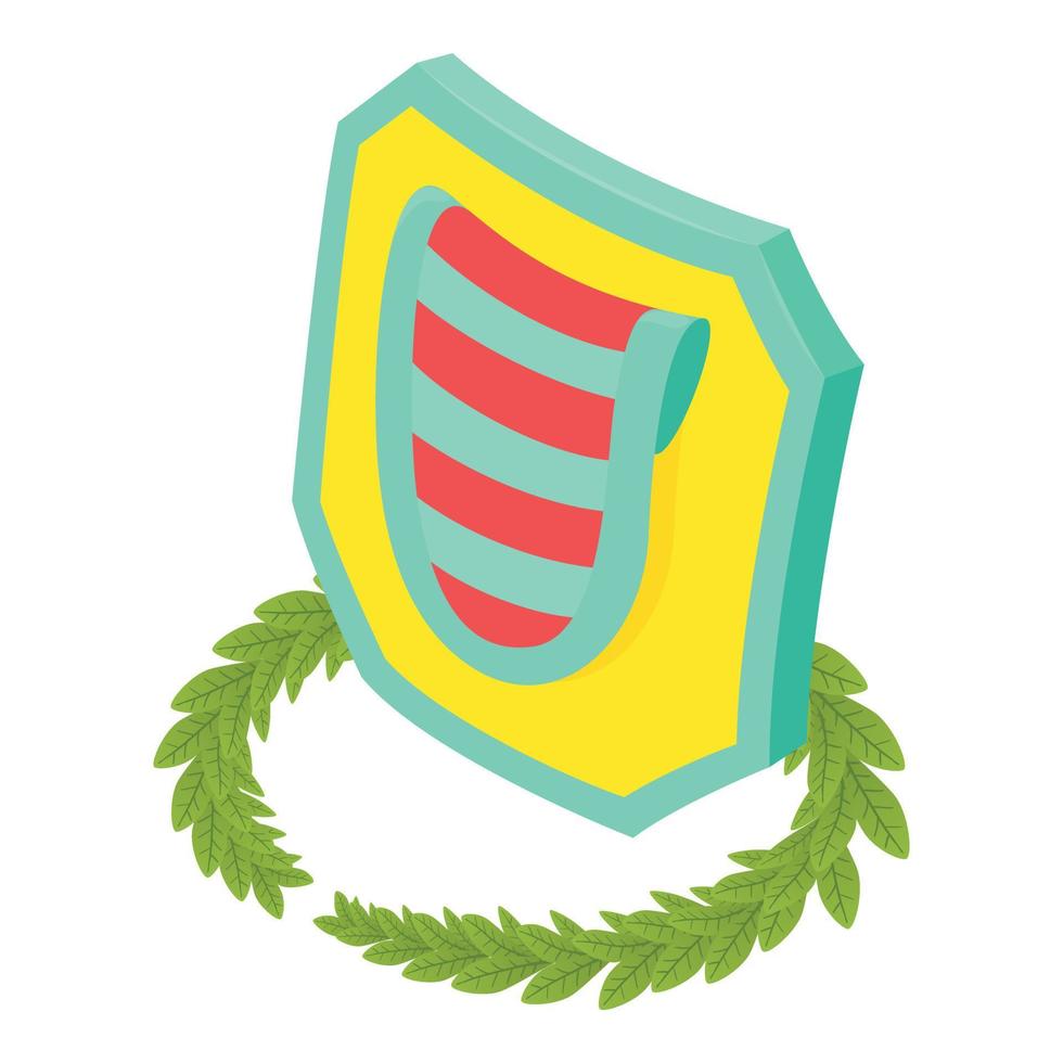 Multicolored shield icon, isometric style vector