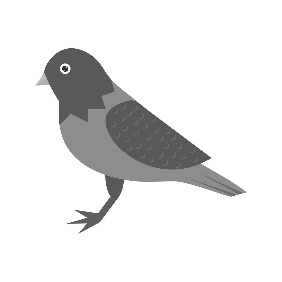 icono de pájaro plano en escala de grises vector