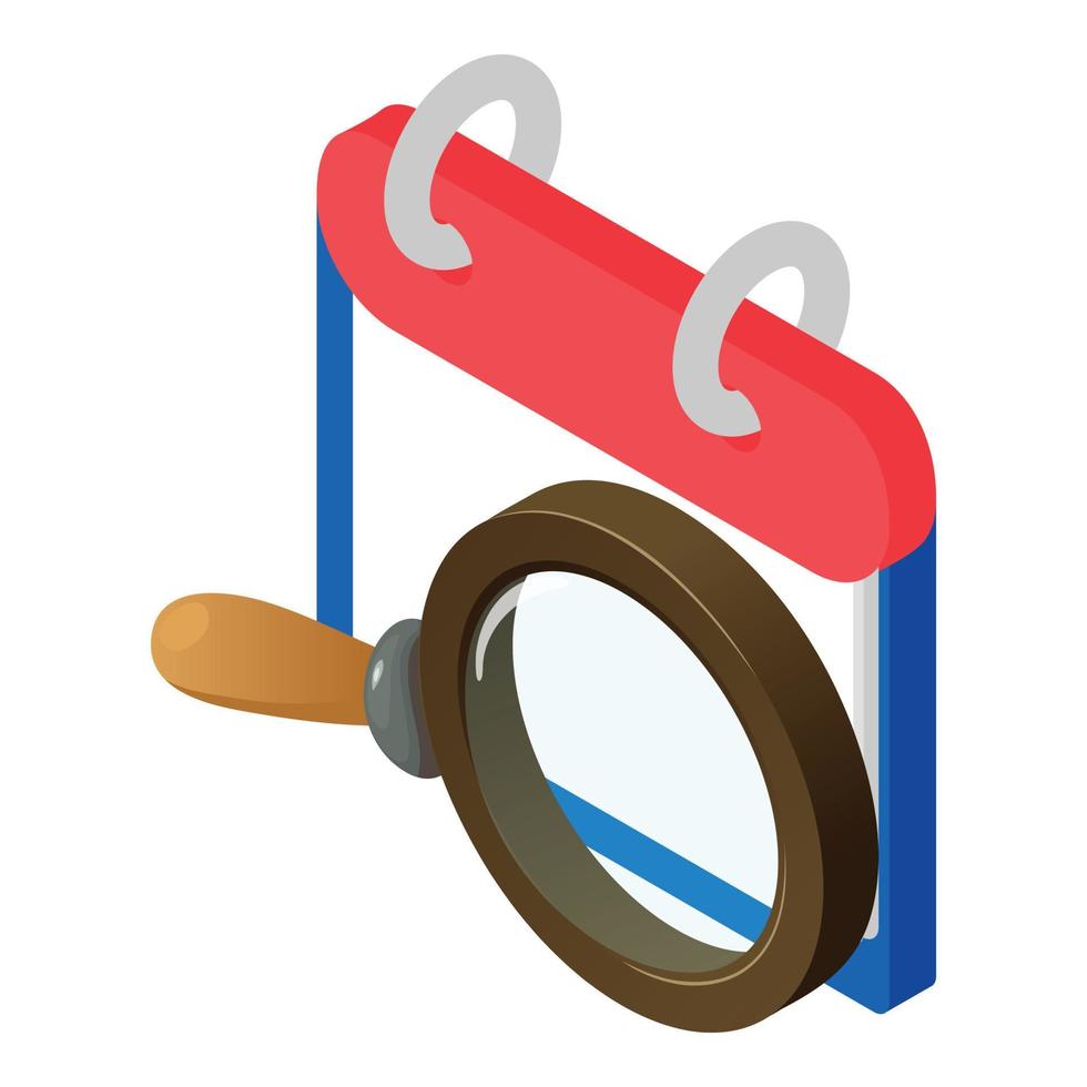 Searching calendar icon, isometric style vector