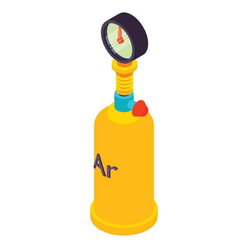 Gas cylinder icon, isometric style vector