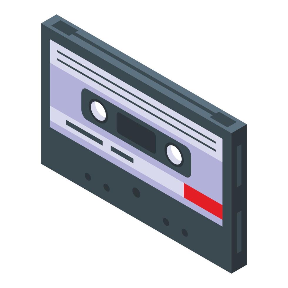 Cassette playlist icon, isometric style vector