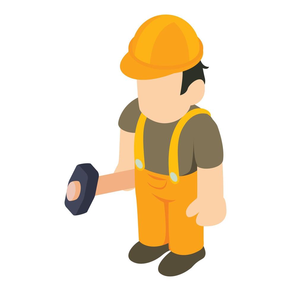 Builder icon, isometric style vector