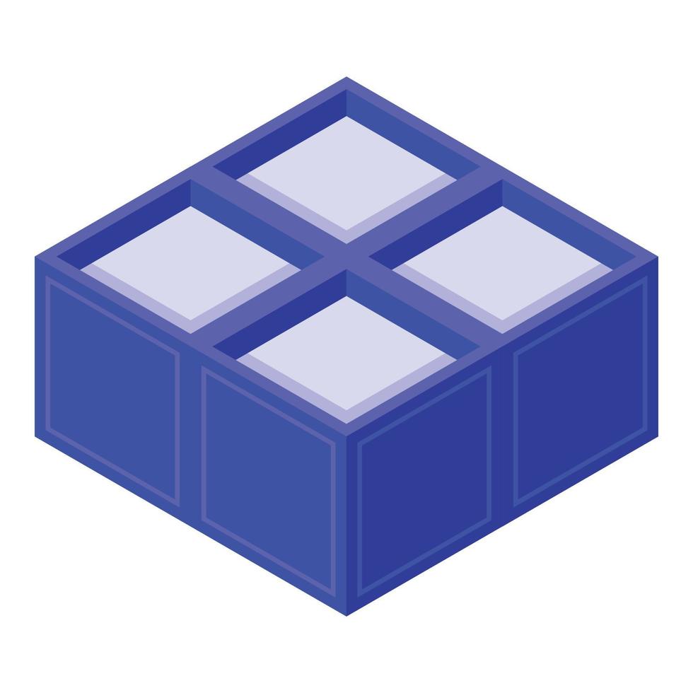 Ice cube tray icon, isometric style vector
